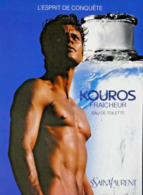 1989 KOUROS Eau de Toilette YVES SAINT LAURENT PRESS ADVERTISEMENT