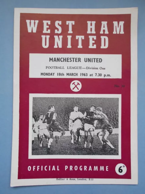 West Ham Manchester United  1962/63 League Division One mint condition