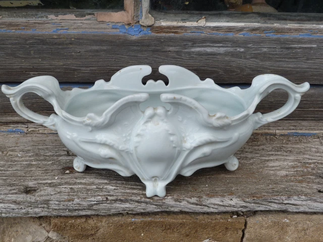 Antique 1900s Art nouveaux French Majolica Jardinière Planter smalll size Limoge