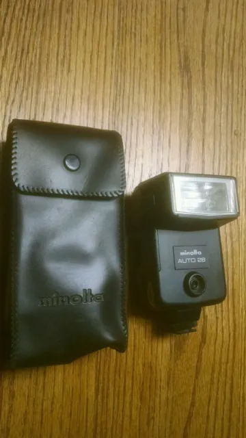 Minolta Electronic Flash Auto 28 & Matching Pouch, Working, Looks Ex