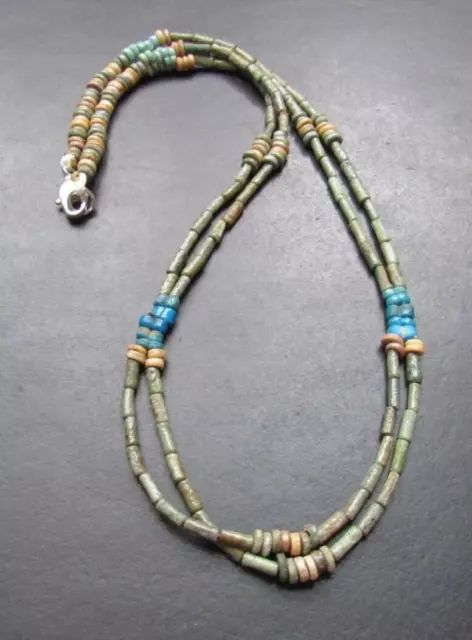 NILE  Ancient Egyptian Amulet Mummy Bead Necklace ca 600 BC