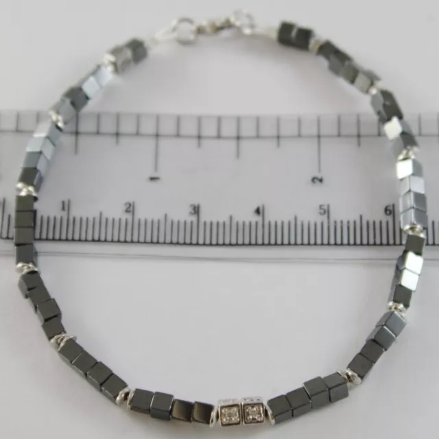 Bracciale Giadan In Argento 925 Ematite Lucida E Diamanti Bianchi Made In Italy