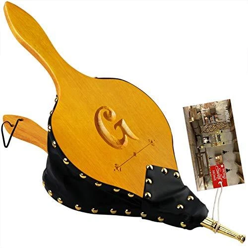 Fireplace Bellows 19"x 8" Custom Large Wood Fire Blower with Hanging Strap,