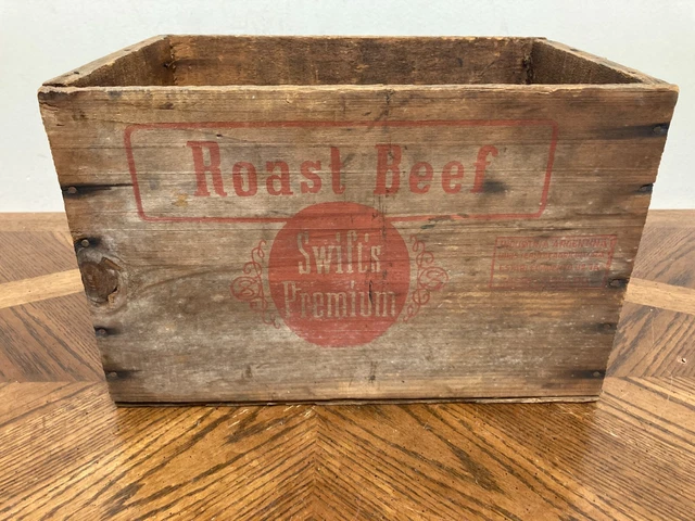 Vintage Swift's Premium Roast Beef Wooden Crate Allentown PA Distro