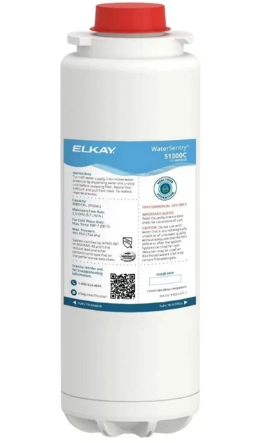 Elkay 51300C WaterSentry Plus Replacement Filter (Bottle Fillers) For EWF3000