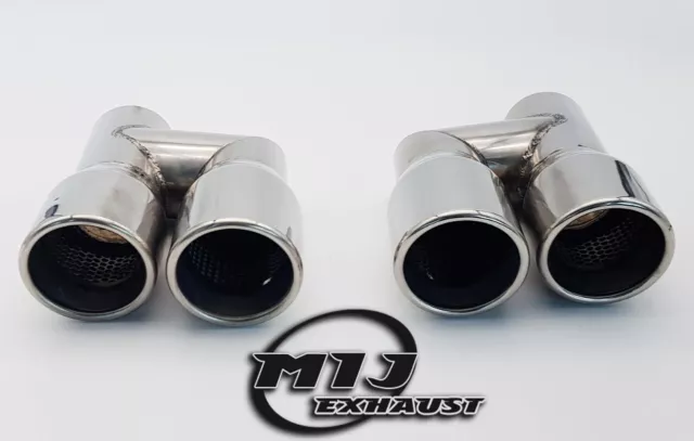 3.5" Twin Chrome Exhaust Tailpipes Stainless To Suit Mercedes AMG Style Audi