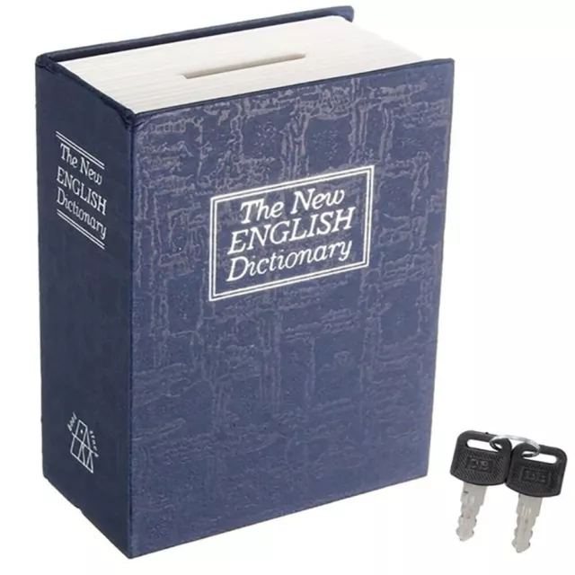 Mini diccionario de seguridad caja de bloqueo para libro hogar secreto llave de almacenamiento seguro efectivo + 2 llaves