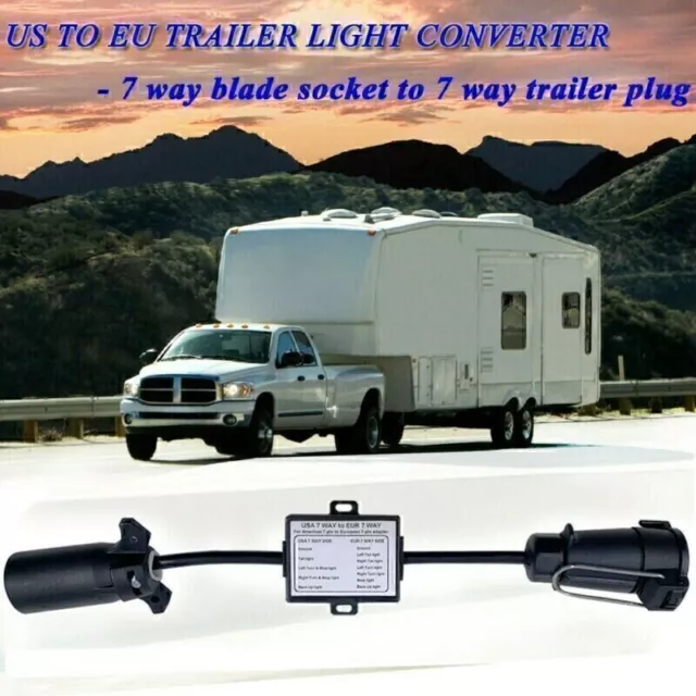 USA to EU Trailer Light Converter US 7-Way Flat Socket to EU 7-Pin RoundJ4