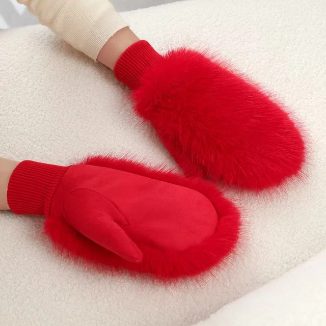 Gants Femme Gants D'hiver Femme HEUchuan - Daim Synthétique écran Tactile - Broderie Fourrure - Conduite Velours Gants écran Tactile Hiver