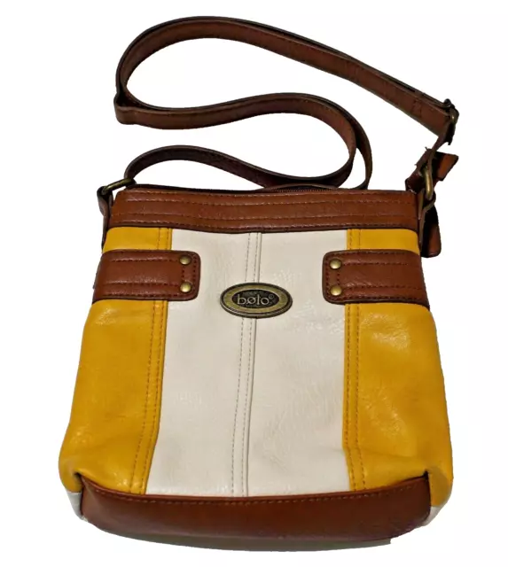 Bolo Crossbody Womens Handbag Purse Mustard Yellow Cream Adjustable Strap