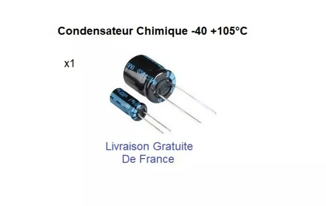 Condensateur chimique 50V RADIAL 105° 0.1 uF à 22 uF