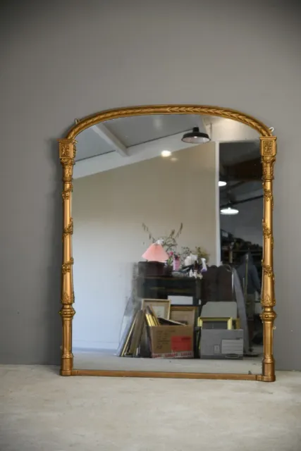 Large Antique Ornate Gilt Overmantle Mirror