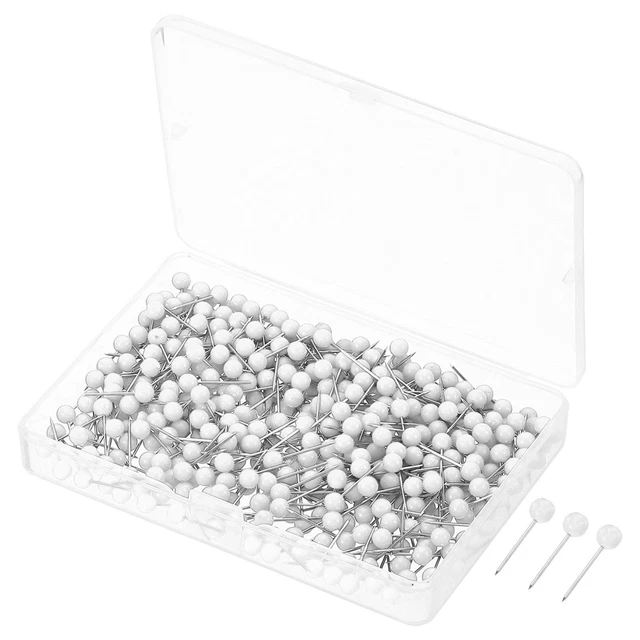 Spingi Perni,500pz Plastica Rotondo Testa Pollice Acciaio Punto,Bianco