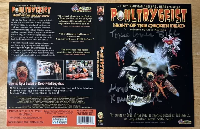 Autographed Lloyd Kaufman Poultrygeist Night of The Chicken Dead DVD Case Insert