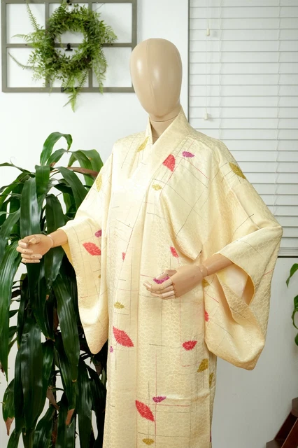 Dear Vanilla Japanese Silk Kimono Women's Robe Gown Authentic Japan Vintage Mint 2