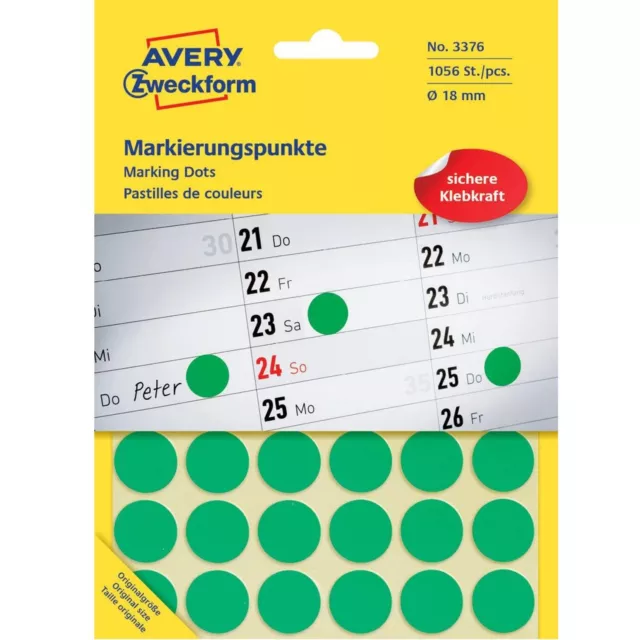 Avery Zweckform Colour Coding Dot Labels 18 mm Green