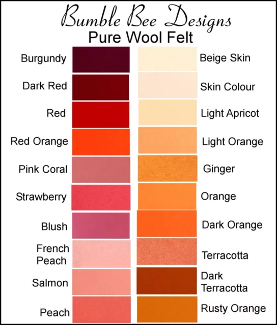 100% Pure Wool Felt - Choose Your Own Colour 1 sheet - Trusted Australian Seller