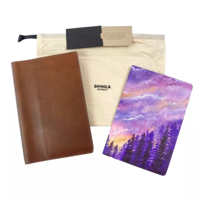 Shinola Brown Leather Journal Cover 80pg Notebook and Dust Cover