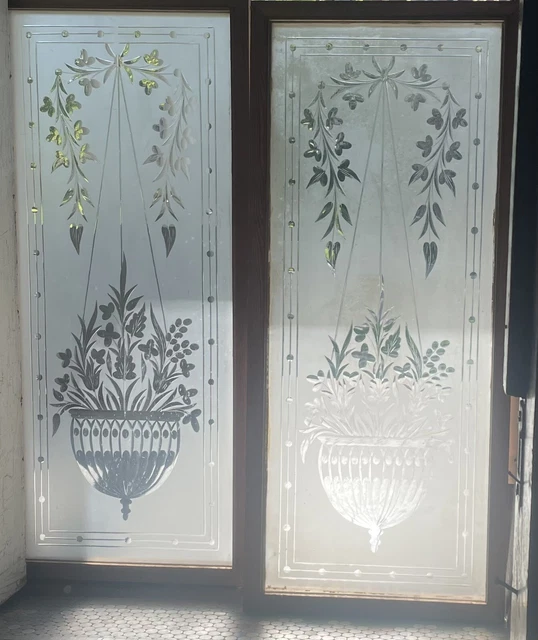 Etched/wheel cut glass windows