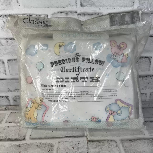 VTG KEEPSAKE BIRTH PILLOW Certificate The Classic Baby Collection Luv n Care