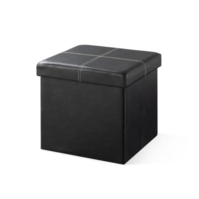 Folding Box Chest with Memory Foam Seat Faux Leather Small Ottomans Bench Foo...