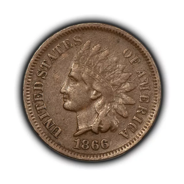 1866 1c Indian Head Small Cent - Attractive Brown - VF Semi Key Date - SKU-Y5658