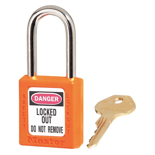 MASTER LOCK 410S6ORJ Lockout Padlock,KD,Orange,1-3/4"H,PK6