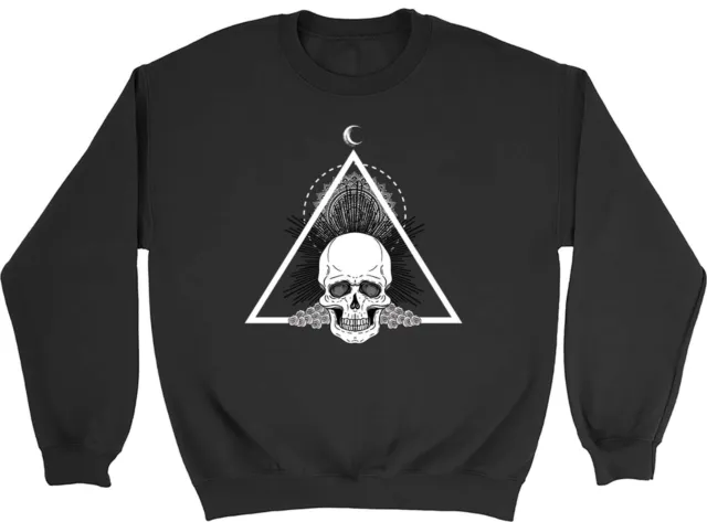 Mens Womens Jumper Skull Head Gothic Warning Sweatshirt Pirate Halloween Gift