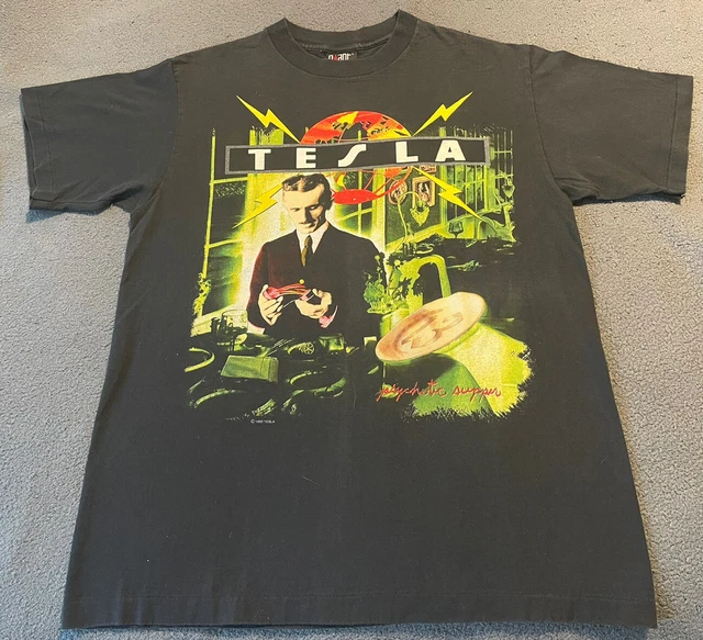 Tesla Psychotic Supper 1992 Tour T-Shirt Band Concert Rock Men's L 90s