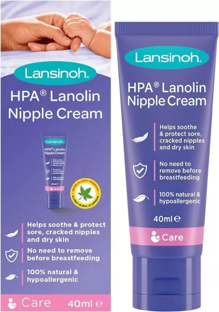 Lansinoh HPA Lanolin Nipple Cream for sore nipple & cracked skin, 100% natural s