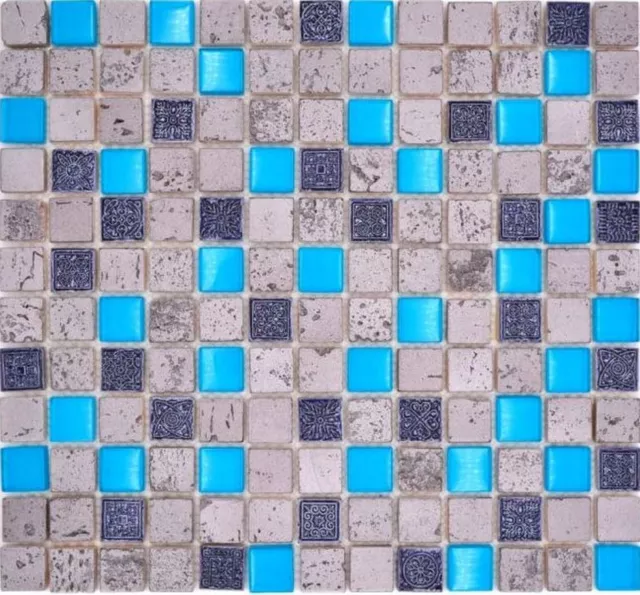 Piedra Artificial Rústico Azulejos de Mosaico Resina Azul Gris Antracita Plata