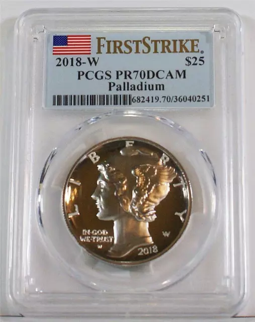 2018-W $25 1 oz .9995 Proof Palladium Eagle PCGS PR70DCAM First Strike FlagLabel