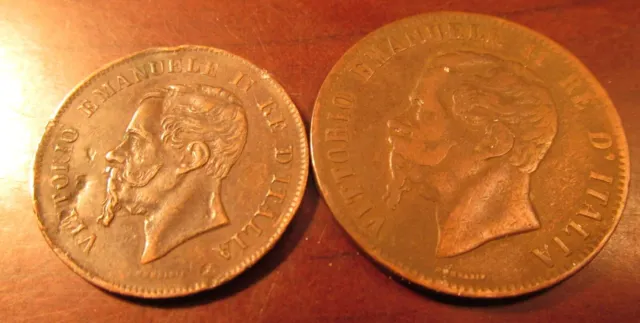 2 Italian Foreign Coins: 1867 Centisimi 5+10 (L30)