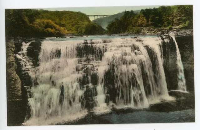 Antique Postcard Middle Falls Letchworth State Park, NY No. 20 Hand Colored