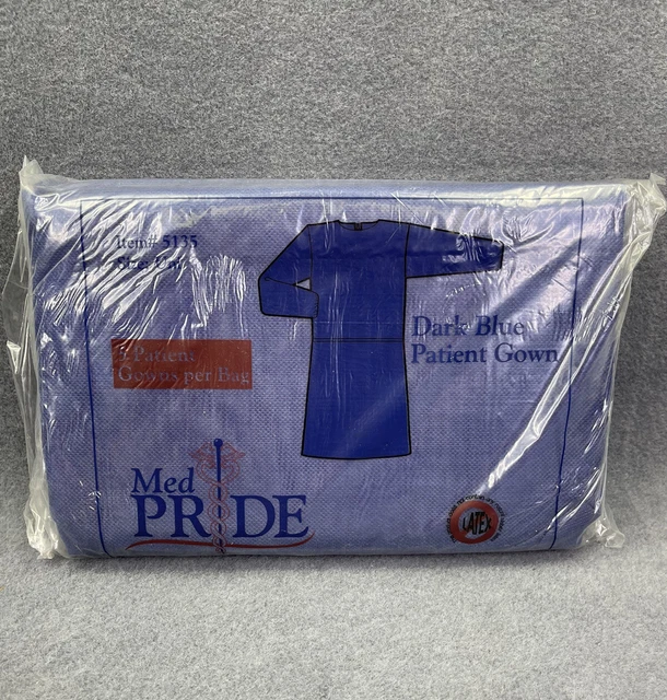 Medpride Latex Free Dark Blue Medical Patient Gowns 5 per Unit