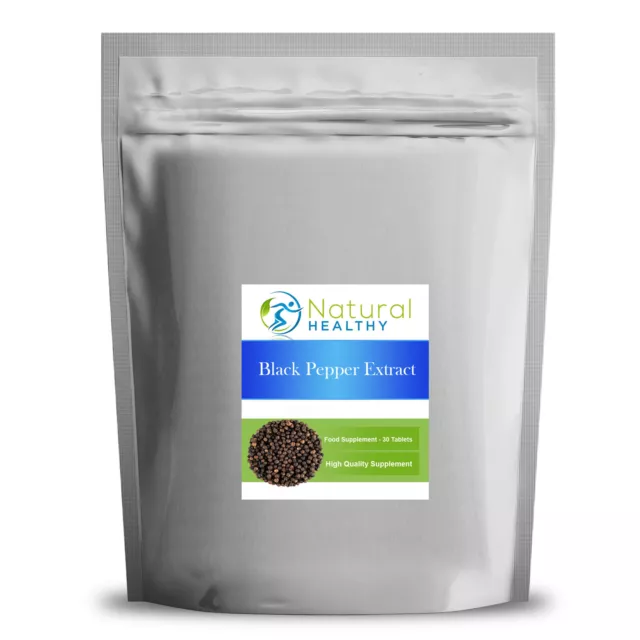 30 Black Pepper Extract VEGAN Tablets - UK Made - High Quality Supplement