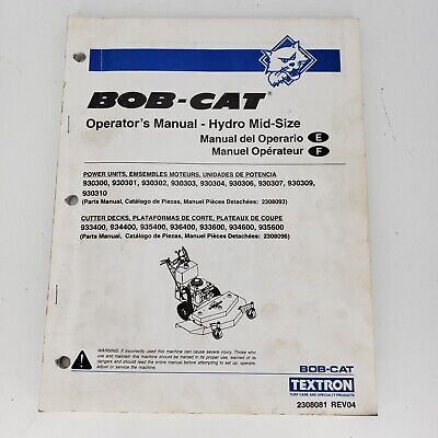 Bob-Cat Operators Manual Hidro Tamaño Mediano Caminar Detrás Cortadoras De Césped 2308081