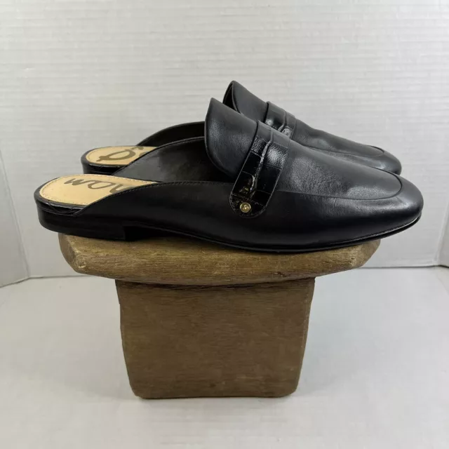 SAM EDELMAN Perri Black Leather Mule Slip on Loafer Shoes Size 9