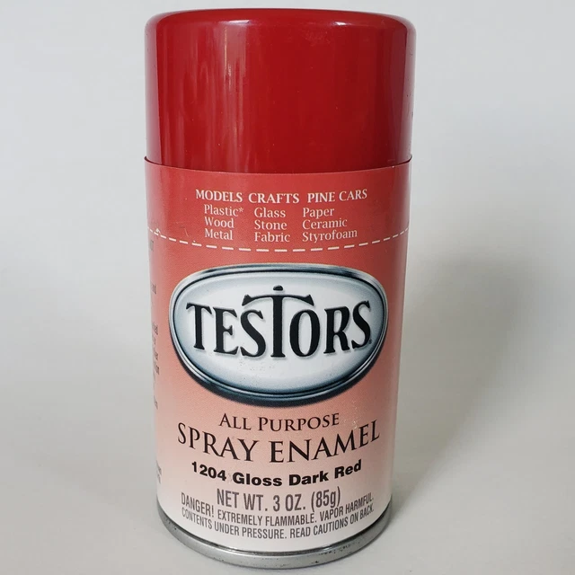TESTORS ALL PURPOSE Spray Enamel 1204 Gloss Dark Red 3 Oz Crafts