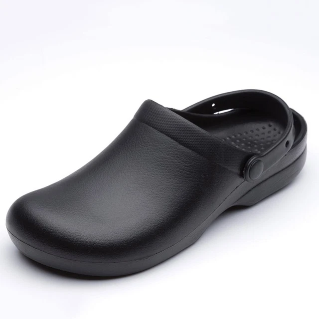 Chaussures De Cuisine Antidérapantes LARNMERN - Baskets Chef Imperméables à Enfiler - Légères Et Confortables - Noir Taille 43