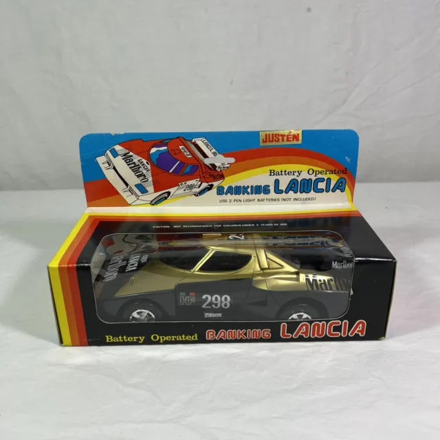 Vintage Lancia Stratos Marlboro Hong Kong Battery Operated Justen Black Gold 298