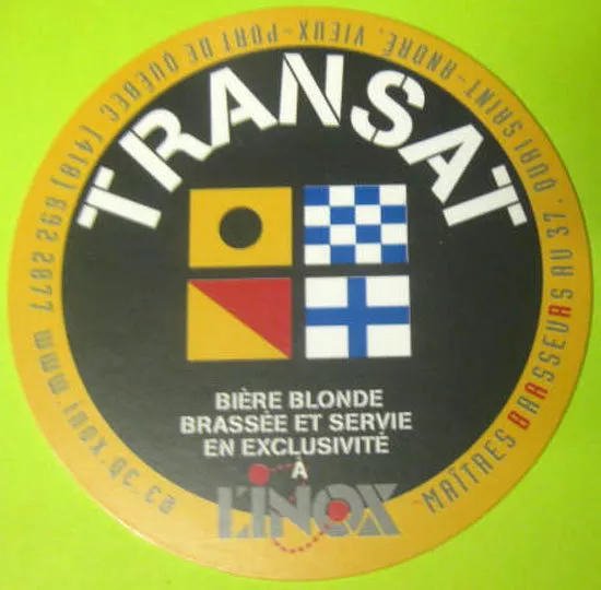TRANSAT BIERE BLONDE Beer COASTER, MAT, Quebec, CANADA