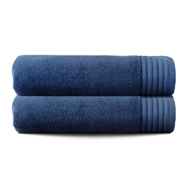 Egyptian Cotton Bath Towel Set - Heavyweight 2 Piece 600 GSM Luxury Towels -Blue 2