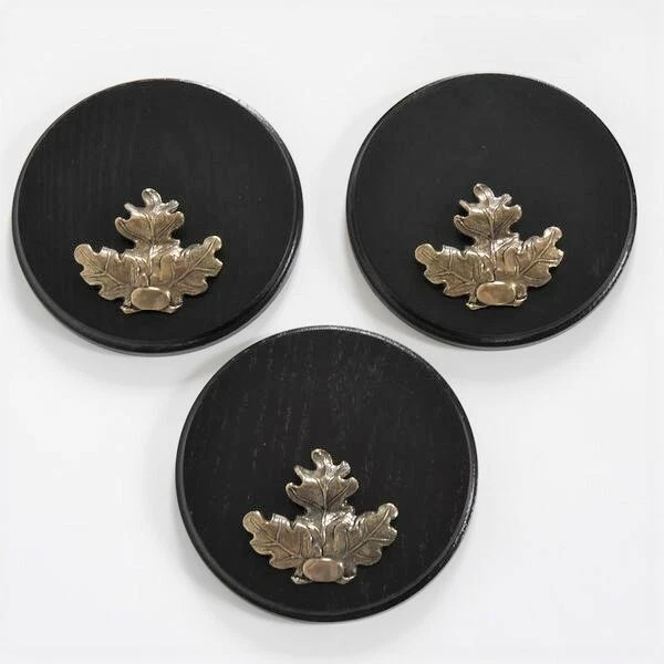 3 Pieza Placa de Jabalí Gewaffbrett Oscuro AF17cm Con 3 X Hoja de Roble Grande 3