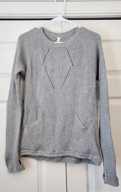 Lululemon Gray Knit Pullover Sweater Cotton Womens Size 10