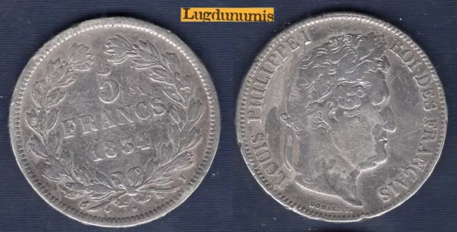 5 Francs 1834 I Limoges TB - Louis Philippe Ier Tete Laurée 2ème Type