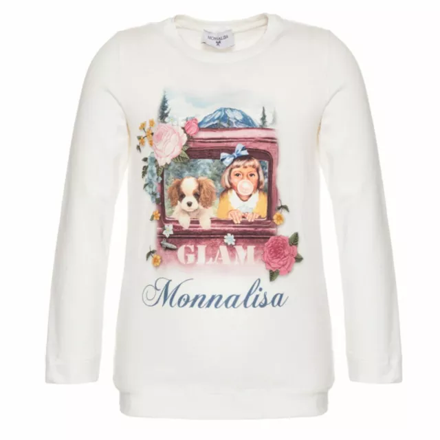 MONNALISA T-shirt panna bambina cotone Schoolbus cotone MADE IN ITALY 4 anni