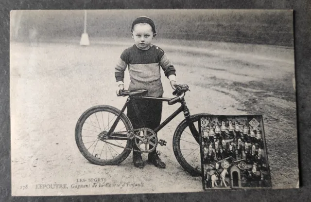 Cpa  Sport  - Velo Course Enfant Cyclisme Cycling Vainqueur Lepoutre 1906 ~D41