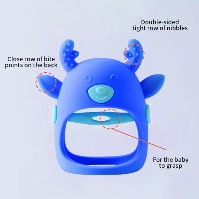Soft Silicone Baby Teether Mitten Glove Deer Shape Cartoon Durable Teething Toy