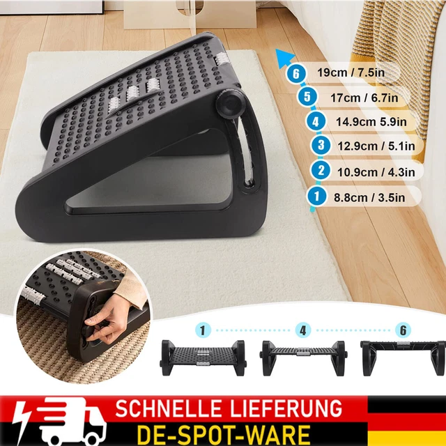 Fußstütze Schreibtisch rutschfeste Fußablage Höhenverstellbar mit Massagefun DE